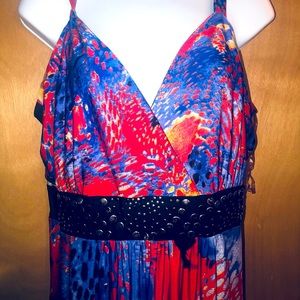 Maxi red blue and black dress 2x
